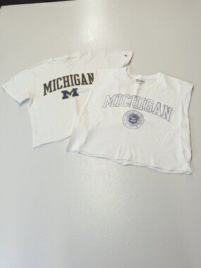 Two Size Small Michigan Cropped/Cut Off Tees Champion and Original League